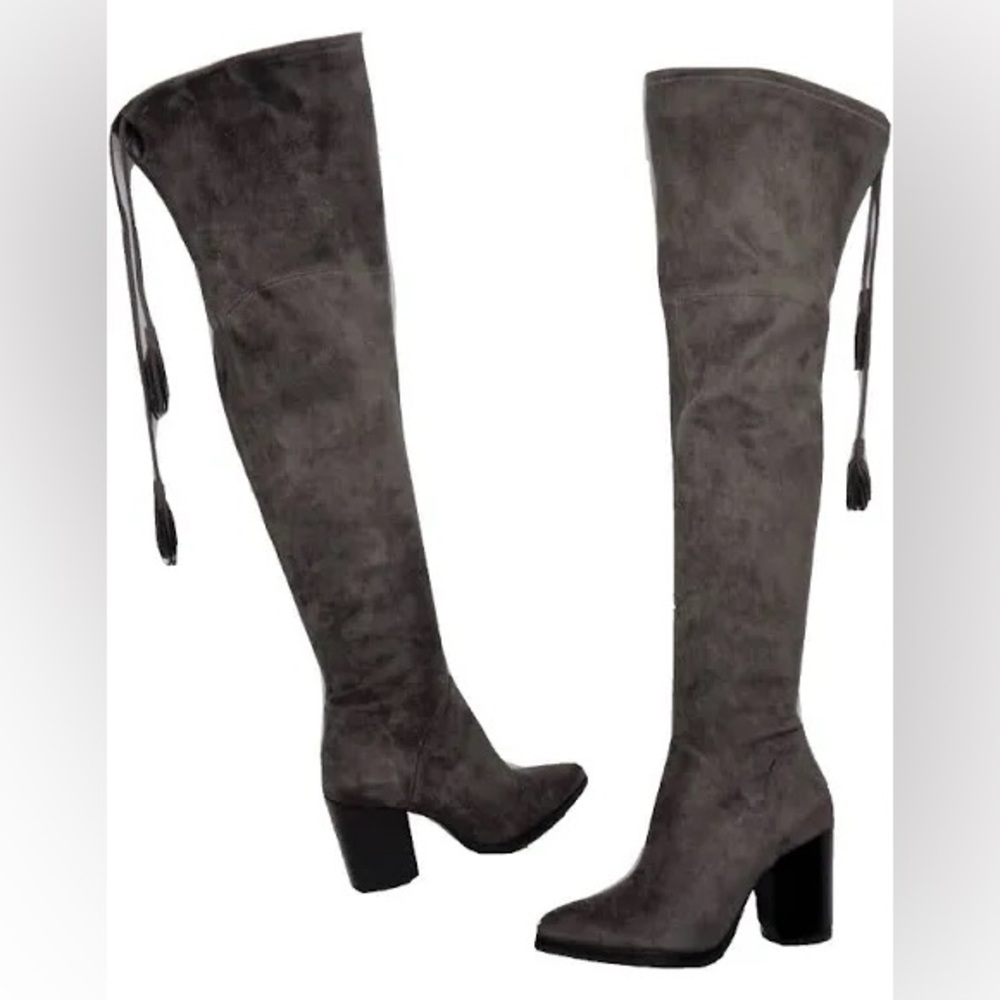 Marc Fisher Gray Over the Knee Boots with Tassels